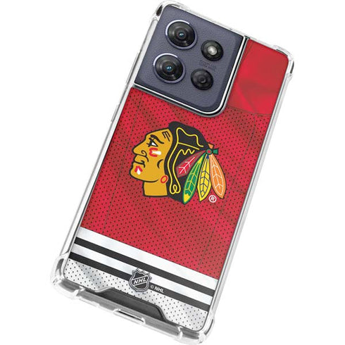 NHL Blackhawks Red Stripes Moto G Play 5G (2025) Clear Case